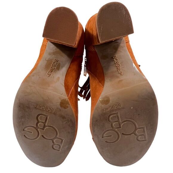 BCBGirls Inkie’s Brown Suede Fringe Roper Style Ankle Boots Side Zip Round Toe - Picture 11 of 14